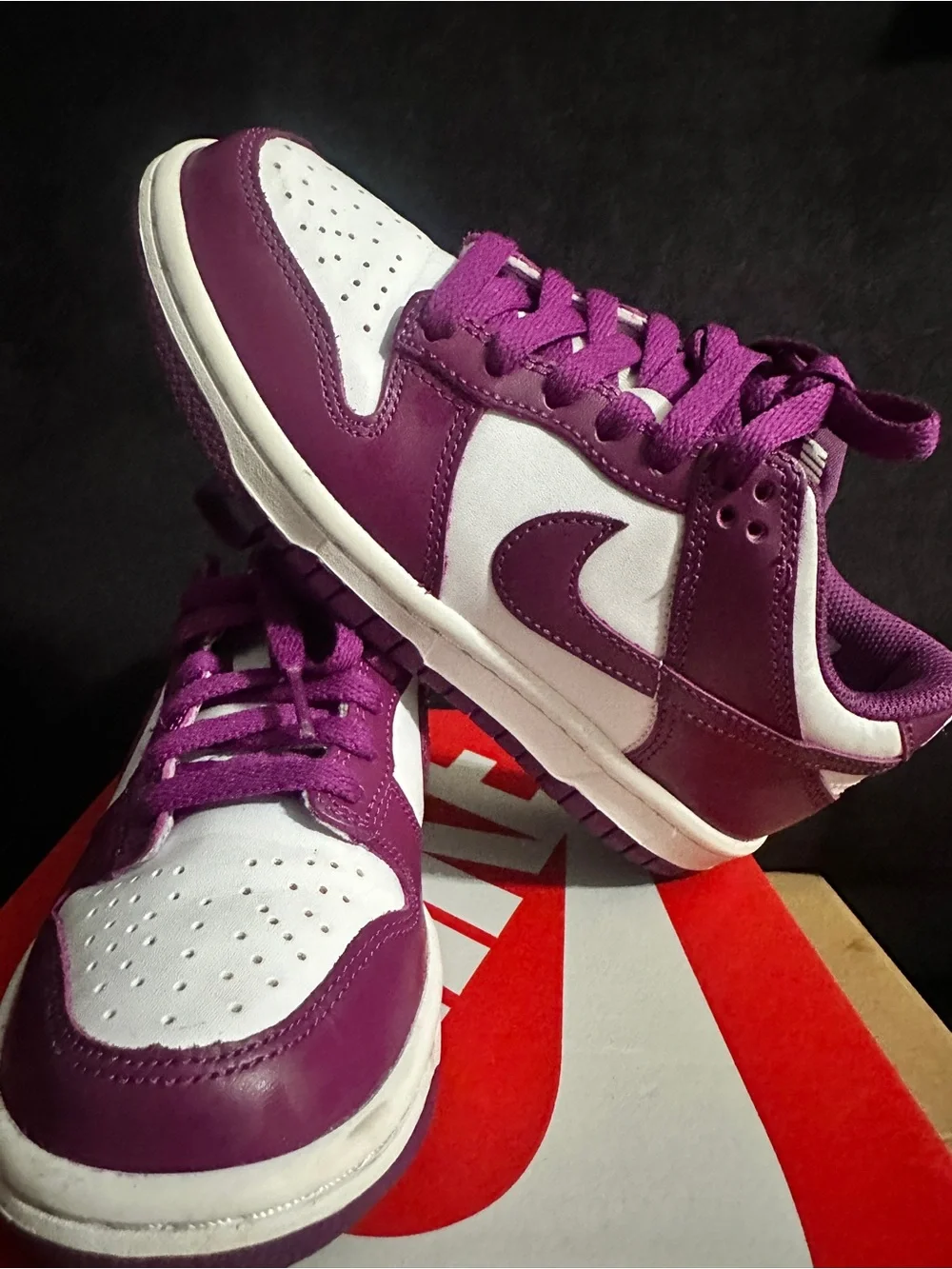 Nike Dunk Low Purple and White Leather Sneakers